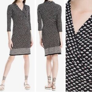 Max Studio Black and White V-Neck Sheath Dress